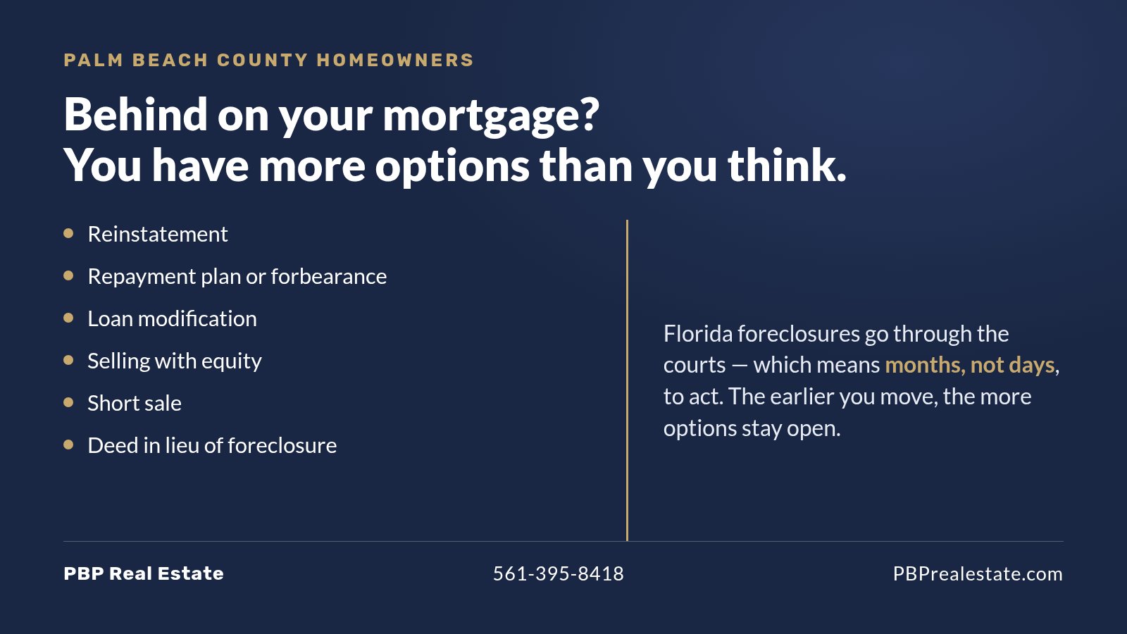 Foreclosure alternatives for Palm Beach County homeowners - options before the auction
